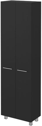 Pemberly Row 79" H Engineered Wood Double Door Pantry Cabinet, Black Finish, 23.3" W x 14.5" D x 78.7" H, 5 Interior Shelves, Metal Handles, Sleek Modern Storage for Kitchen or Home Organization