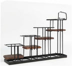Coffee Syrup Organizer Rack, Rustic Wood and Metal Wire, 4-Tier Display Holder Coffee Station Bar Accessory for Syrup, Wine, Dressing Bottle Countertop Display Storage Stand for Kitchen - MK816A