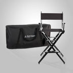 Filmcraft Tall Black Director’s Chair – Professional Folding Makeup Artist Chair with Canvas Seat & Back – Hollywood Film Set, Photography Studio & Hair Stylist Director Chair Black Canvas