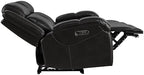 Watson & Whitely Genuine Leather Power Loveseat Recliner Sofa, 2 Seat Wall Hugger Reclining Sofa with Power Headrest & Charging Ports, Dual Recliner Sofas for Living Room, RV, Black