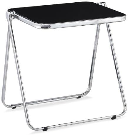 Black Acrylic Folding Tray Table, Sleek Small Foldable Writing Desk for Home Office, Space Saving Laptop Table for Small Spaces, Clear Side Table for Living Room, Portable TV Tray for Couch