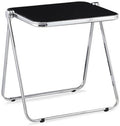 Black Acrylic Folding Tray Table, Sleek Small Foldable Writing Desk for Home Office, Space Saving Laptop Table for Small Spaces, Clear Side Table for Living Room, Portable TV Tray for Couch