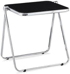 Black Acrylic Folding Tray Table, Sleek Small Foldable Writing Desk for Home Office, Space Saving Laptop Table for Small Spaces, Clear Side Table for Living Room, Portable TV Tray for Couch