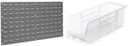 Akro-Mils 36"x19" Steel Wall Mount Louvered Panel with 12-Pack of 11"x4"x4" AkroBins Stackable Plastic Storage Bins (Clear), Organization Bundle for Garage, Workshop, Classroom
