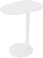 Modern C-Shaped Side Table, Metal End Table for Sofa Couch & Bed, 25in Tall Small Sofa Side Table for Living Room & Bedroom (White)