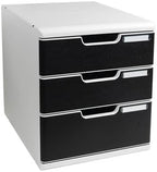 Exacompta Modulo A4 Office, 3 Closed Drawers - Light Grey/Black