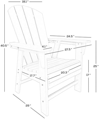 Costaelm Fire Pit Chairs, Outdoor Chair HDPE Adirondack Chair, Modern Patio Porch Chair, Front Porch Backyard Deck Outside Chairs, White