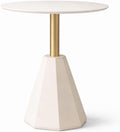 Round Wood Side Table, Coffee Nightstand Cocktail Drink Modern Accent Circle End Table, Wood Pedestal Base for Living Room, Bedroom, Small Spaces, Offices, Ivory