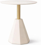 Round Wood Side Table, Coffee Nightstand Cocktail Drink Modern Accent Circle End Table, Wood Pedestal Base for Living Room, Bedroom, Small Spaces, Offices, Ivory
