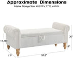 51.5" Storage Ottoman Bench, Upholstered Corduroy Storage Benches for Bedroom, End of Bed Storage Bench for Living Room & Entryway, Window Benches for Foot of Bed, White
