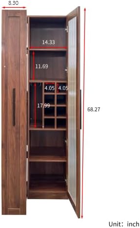 ZeHuoGe Kitchen Pantry Cabinet with Multi-Functional Pull-Out Multi-Tier Storage Shelf,Farmhouse Storage Cabinet with Glass Doors,Pantry Organizers for Kitchen, bar Cabinet,Dining Room