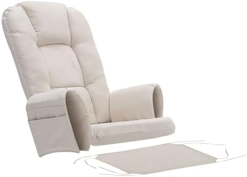 Luxury Glider Rocker Cushions 5 Piece Set, Soft Velvet Nursery Chair Pads with Zipper & Storage Pocket, Anti Slip Backrest Seat for Breastfeeding