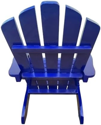 Kids Wooden Rocking Chair for Indoor and Outdoor Use - Sturdy Hardwood Construction with Comfortable Slatted Back Design (Blue + Solid Wood-1)