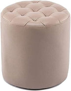 BABYCE Footstool Shoe Changing Stool Round Ottoman Footrest - Vintage Pouffe Stool Leather Coffee Table Dressing Stool Change Shoe Bench Footrest (Color : A04)