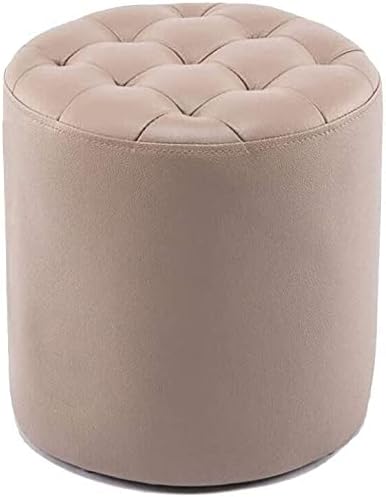 BABYCE Footstool Shoe Changing Stool Round Ottoman Footrest - Vintage Pouffe Stool Leather Coffee Table Dressing Stool Change Shoe Bench Footrest (Color : A04)