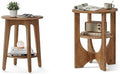 VASAGLE Round Side Table, 2 Tier Small Accent End Table Rustic Walnut ULET283T41 and Honey Brown ULET233M101S