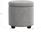 HomePop 18.5" Round Storage Ottoman with Nailheads - Heathered Gray