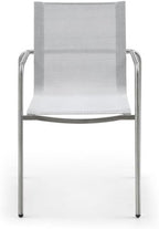 HomeRoots Set of Four Light Gray Steel Sling Outdoor Arm Chairs