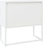 White Steel Sideboard with Adjustable Levelers, Modern Rectangular Storage Cabinet for Living Room and Dining Room, Sleek Design with Single Shelf, Sturdy Powder-Coated Steel