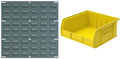 Akro-Mils 4-Pack 18"x19" Steel Wall Mount Louvered Panel with 6-Pack of 11 x11 x5 AkroBins Stackable Plastic Storage Bins (Yellow), Organization Bundle for Garage, Workshop, Classroom