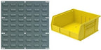 Akro-Mils 4-Pack 18"x19" Steel Wall Mount Louvered Panel with 6-Pack of 11 x11 x5 AkroBins Stackable Plastic Storage Bins (Yellow), Organization Bundle for Garage, Workshop, Classroom