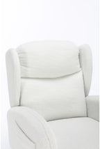 Ivory Teddy Rocking Chair for Nursery, Upholstered Glider Rocker with High Backrest, Comfy Accent Armchair with Wooden Legs for Living Room Bedroom
