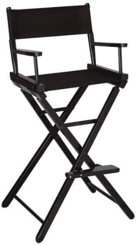TLT Personalized Embroidered Contemporary 30 Inch Bar Height Black Frame Director's Chair - Light Pink