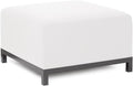 Howard Elliott Axis Patio Ottoman with Cover, Upholstered Footstoll Coffee Table Ottoman Bench, Seating Futniture for Both Indoor & Outdoor Home and Office, Titanium Frame, Seascape Natural