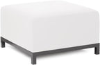 Howard Elliott Axis Patio Ottoman with Cover, Upholstered Footstoll Coffee Table Ottoman Bench, Seating Futniture for Both Indoor & Outdoor Home and Office, Titanium Frame, Seascape Natural