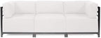 Howard Elliott Axis Patio Ottoman with Cover, Upholstered Footstoll Coffee Table Ottoman Bench, Seating Futniture for Both Indoor & Outdoor Home and Office, Titanium Frame, Seascape Natural