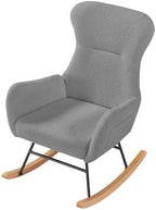Rocking Chairs for Nursery Bedroom, Plush Teddy Accent Glider with Metal Frame & Solid Wood Legs, Cozy Adult Armchair, 250 Lbs Capacity, Grey