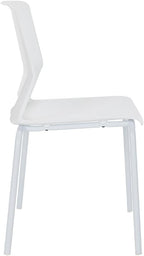 White Stackable Chairs Set of 4, Modern Office Guest Chair Wide Seat, Stackable Dining Chairs, Plastic Chair for Conference Room, Living Room, Waiting Area, Classroom.