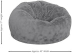 EMMA + OLIVER Denver Oversized Gray Furry Bean Bag Chair for Kids and Adults