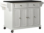 Crosley Furniture Full Size Granite Top Rolling Kitchen Island Storage Cart, Microwave Stand, Spice Rack, White