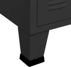 Industrial Metal and Glass Sideboard with Fixed Shelves, Modern Storage Cabinet for Dining Room Living Area, Black Rectangular Design, Durable Construction, Matte Finish,