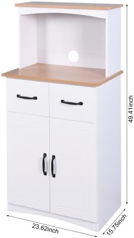 Kitchen Pantry Cabinet, Wooden Buffet Sideboard for Coffee Maker & Toaster, Storage Cabinet for Snacks, Spices & Wine, Fits Kitchen, Dining Room & Coffee Bar,Brown White