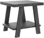 Roundhill Furniture Athens Contemporary Replicated Wood Shelf End Table in Charcoal Finish