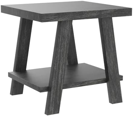 Roundhill Furniture Athens Contemporary Replicated Wood Shelf End Table in Charcoal Finish