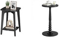 VASAGLE Small Square End Table, Round End Drink Table, Charcoal Gray ULET236B01 and Ink Black ULET293BC01S