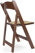 Wooden Folding Chairs with Cushion, Stackable Commercial Seats, Chairs for Weddings, Banquets, and Events, Set of 4, Classic Fruitwood