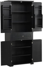 Bathroom Storage Cabinet with Doors and Drawer, Multiple Storage Space, Adjustable Shelf, White (Black)