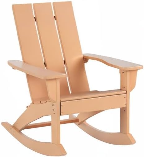 HDPE Shoreside Modern Rocking Poly Adirondack Chair (Set of 4),Teak