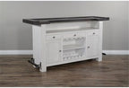 Pemberly Row 78" Farmhouse Wood Bar Unit with Foot Rail, Adjustable Shelves, Removable Wine Rack, Stemware Storage, in Espresso Finish