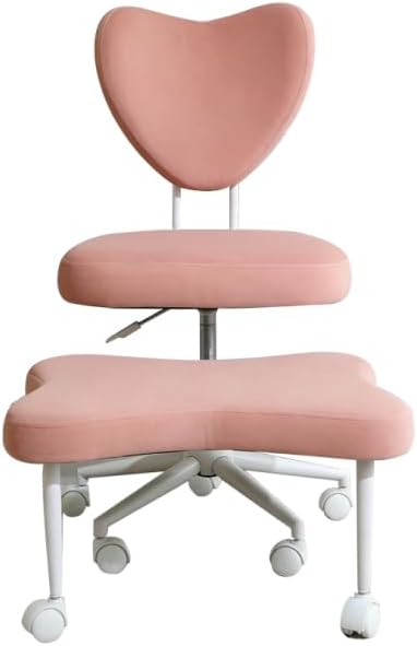Pink Ergonomic Meditation Chair - Cross-Legged Seating with Lumbar Support, Height-Adjustable Seat Cushion, 360° Rotating Casters for Office Work, Study & Meditation