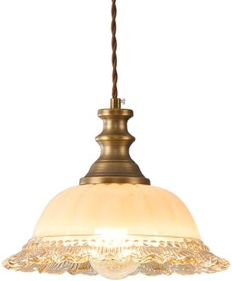 HDDFL Glass Pendant Lights Modern Pendant Lighting Fixtures Hanging Lamp for Kitchen Island Bedroom Dining Room Coffee Shop Hallway Brown and Brass
