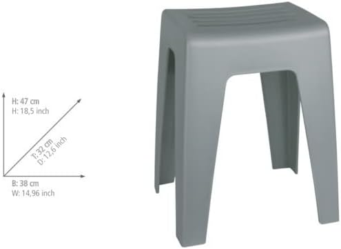 Wenko Kumba Bathroom Stool Grey – Stool, Beanbag, Living Stool, Polypropylene, 38 x 47 x 32 cm, Grey