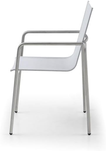 HomeRoots Set of Four Light Gray Steel Sling Outdoor Arm Chairs