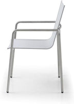 HomeRoots Set of Four Light Gray Steel Sling Outdoor Arm Chairs