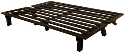 Kodiak Furniture Carson Full Size Futon Frame and Mattress Set - Java Brown Finish Wood Futon Frame with Mattress Included in Suede Black Color