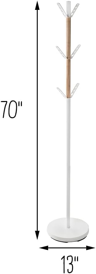 Honey-Can-Do Standing Coat Rack/Entryway Coat Rack Tree, White With Wood Accents